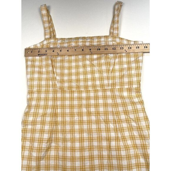 FOREVER 21 Womens MEDIUM Yellow Plaid Lined Sheath Strappy Mini DRESS EUC - Picture 4 of 8